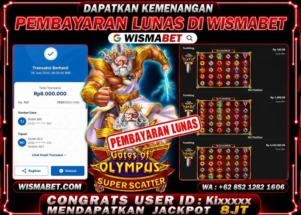 BUKTI KEMENANGAN Gates of Olympus Super Scatter Rp8,000,000- LUNAS