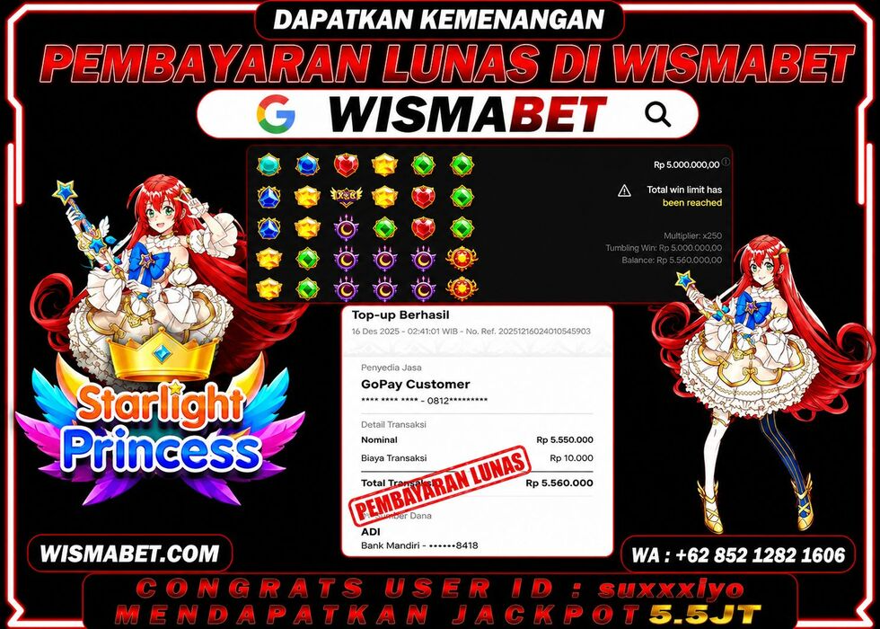 BUKTI KEMENANGAN Starlight Princess Rp5,560,000- LUNAS